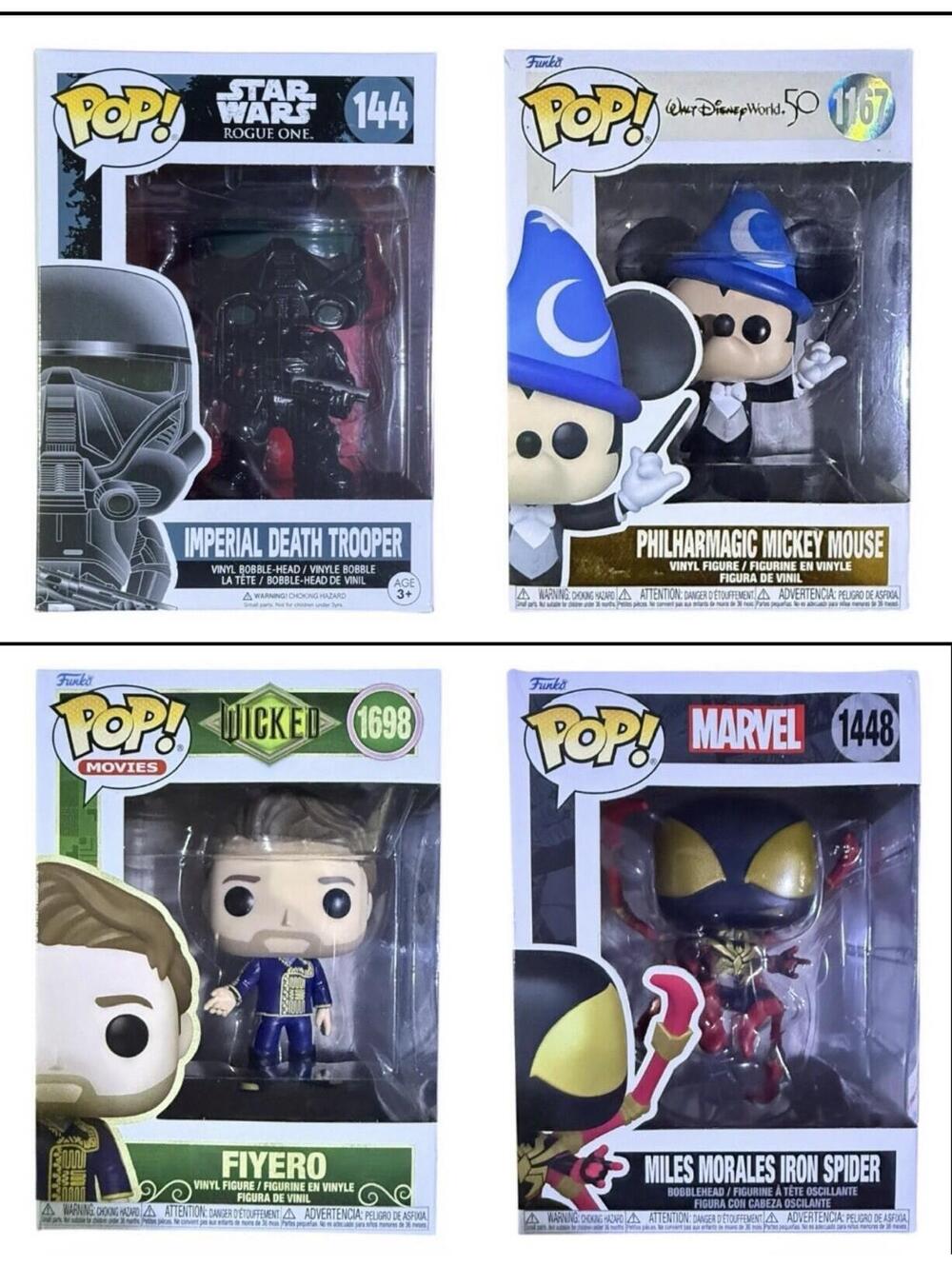 Funko Pop Lot Mickey 1167 Miles 1448 Death Trooper 144 Fiyero 1698